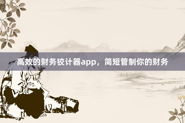 高效的财务狡计器app，简短管制你的财务
